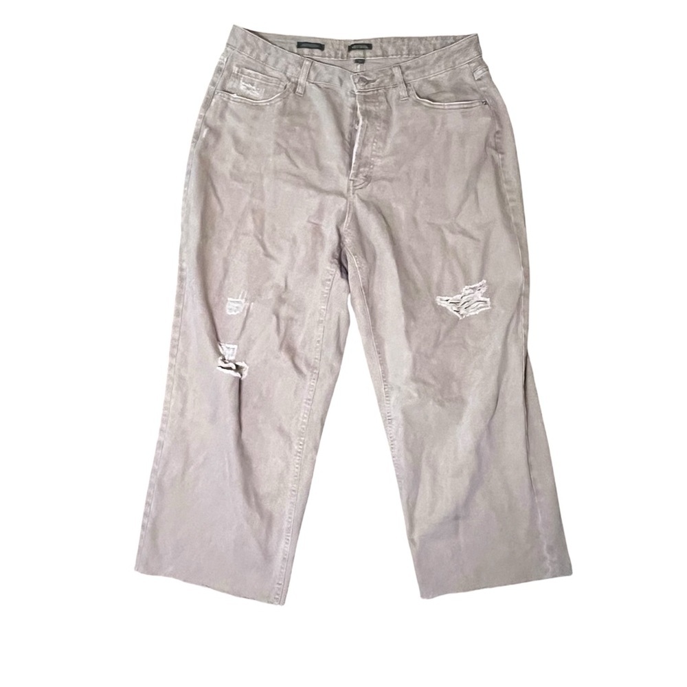 Wild Fable High Rise Curvy Straight Jeans Distressed Cropped Taupe 14